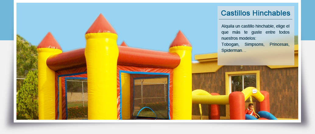 Alquiler de castillos hinchables: Alquila un castillo hinchable, elige el que mas te guste entre todos los modelos: Tobogan, simpsons, princesas, spiderman...